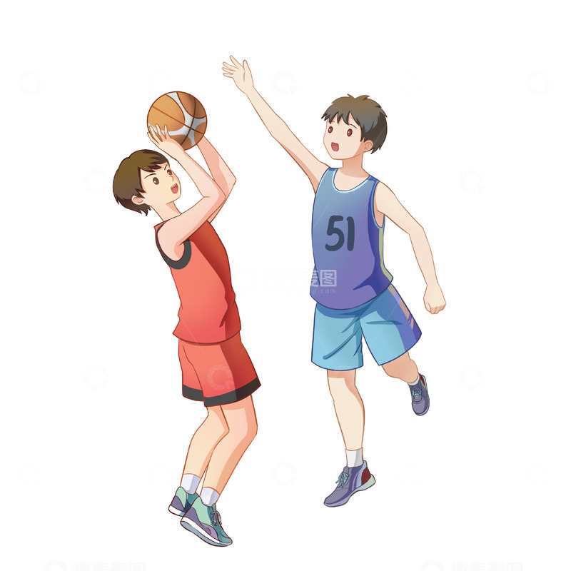 源文件下载【趣麦麦图】暑期培训班篮球人物场景