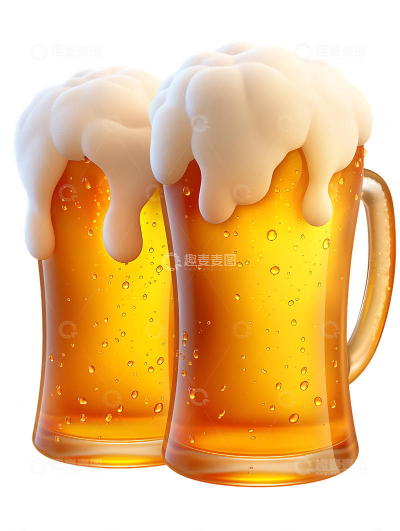 高清大图下载【趣麦麦图】两杯啤酒卡通啤酒节日干杯