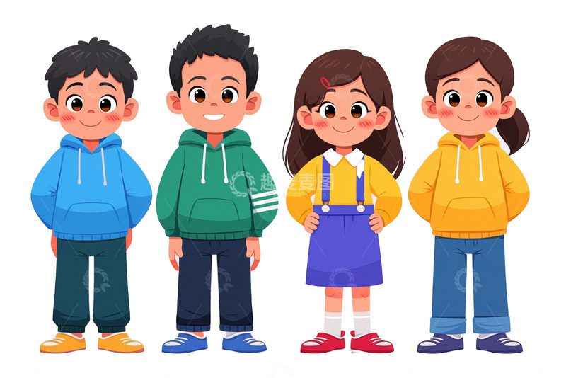 高清大图下载【趣麦麦图】男孩女孩卡通人物