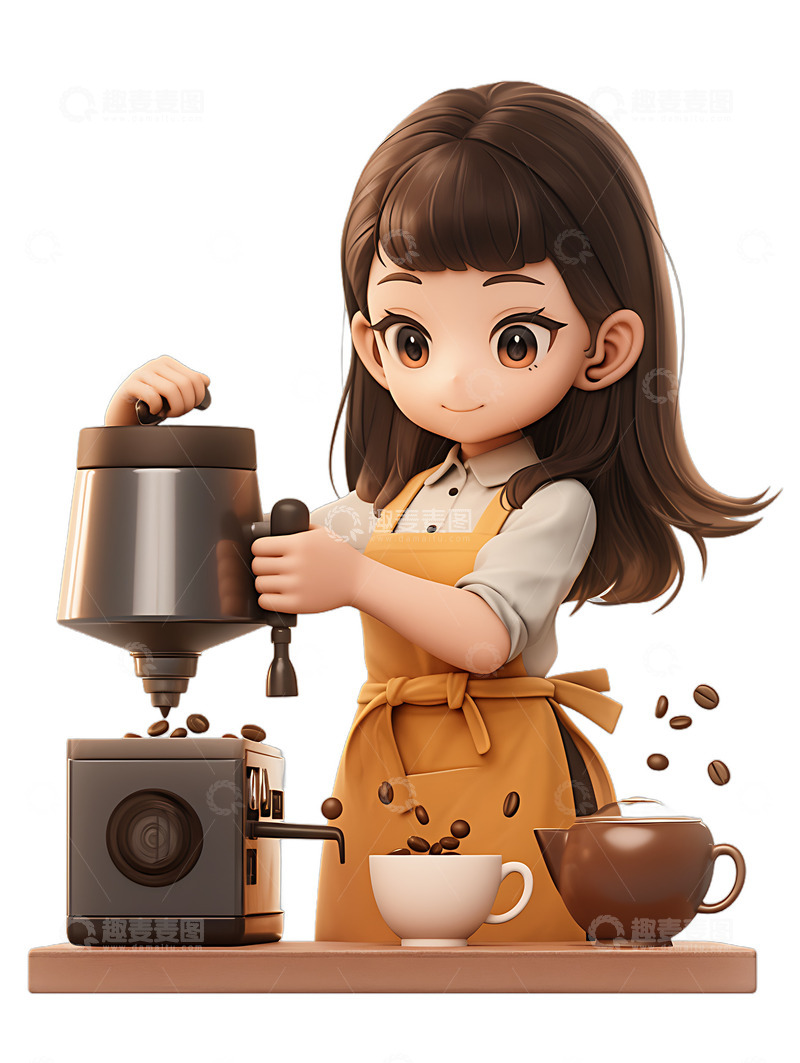 高清大图下载【趣麦麦图】咖啡师做咖啡咖啡机