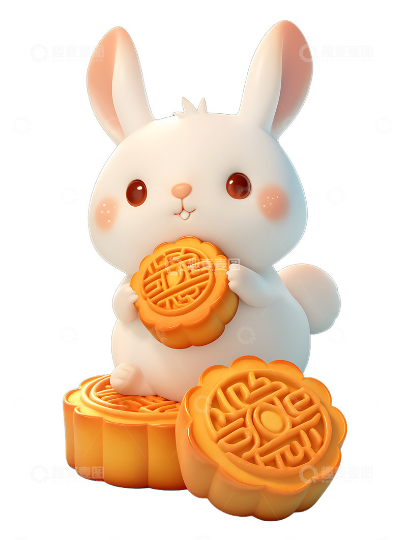 高清大图下载【趣麦麦图】小兔子与月饼美味