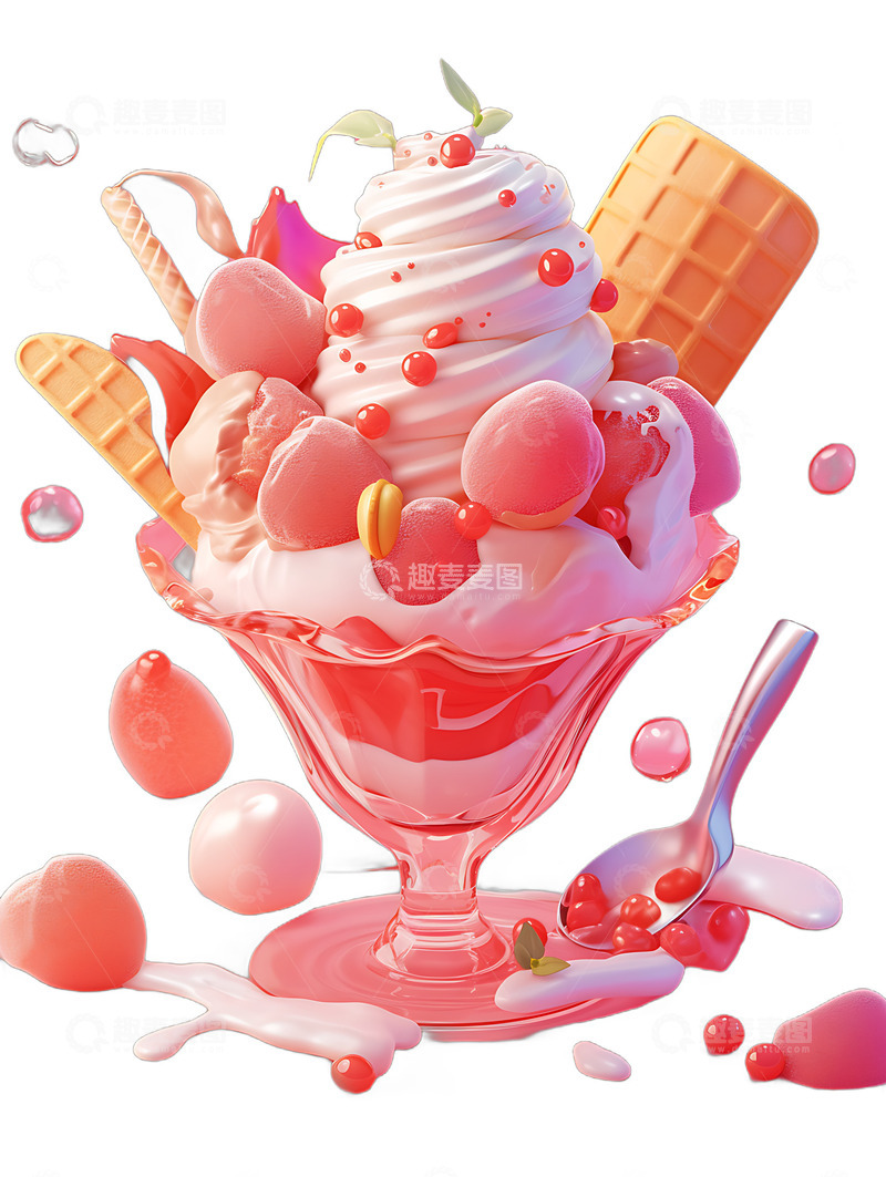 高清大图下载【趣麦麦图】卡通豪华冰淇淋圣代