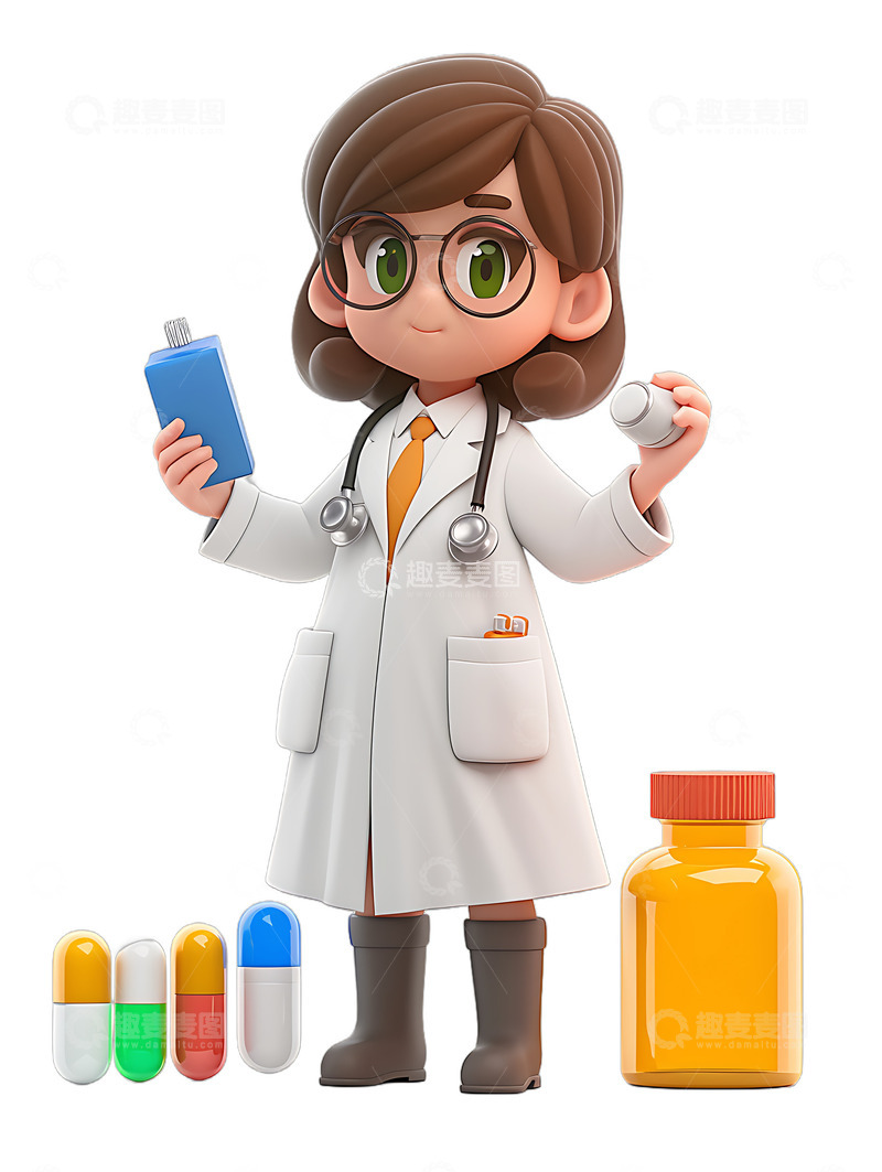 高清大图下载【趣麦麦图】女医生卡通药物