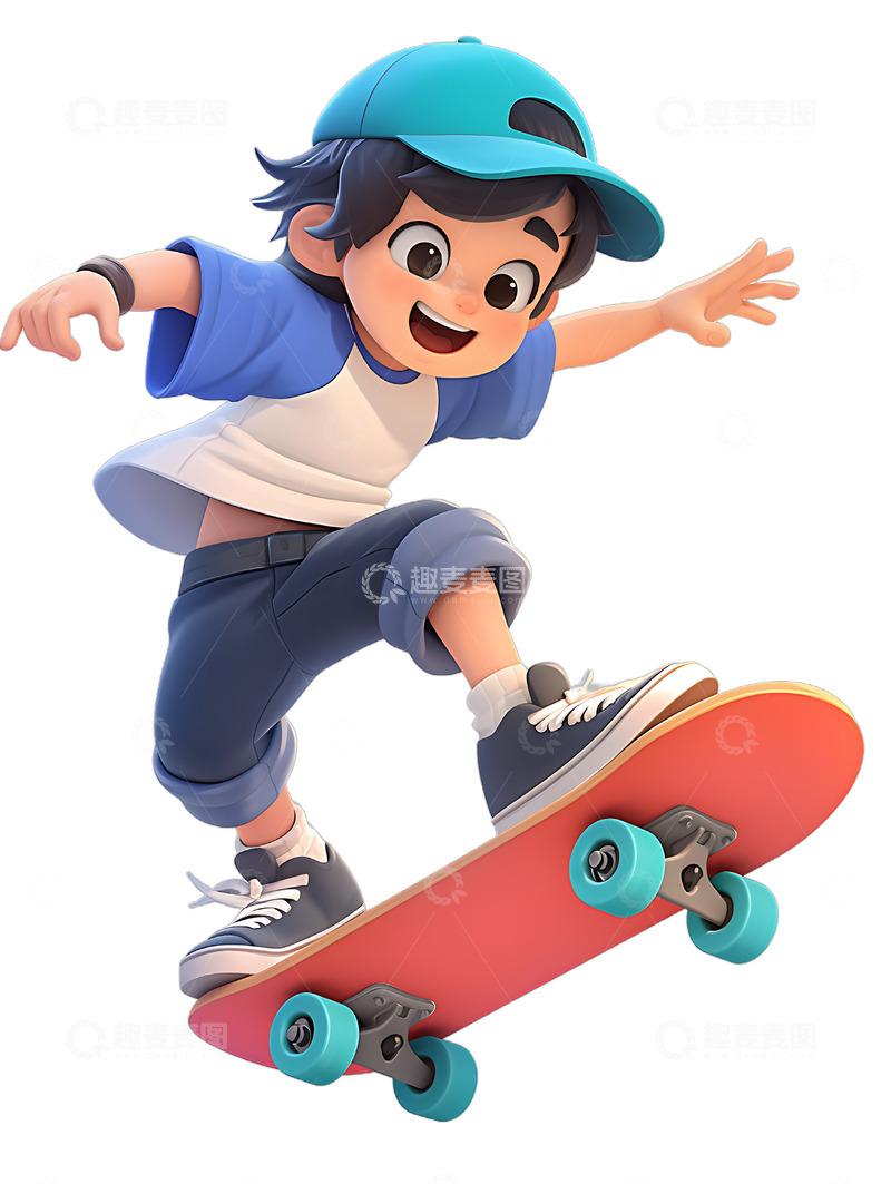 高清大图下载【趣麦麦图】滑板少年滑板运动卡通2
