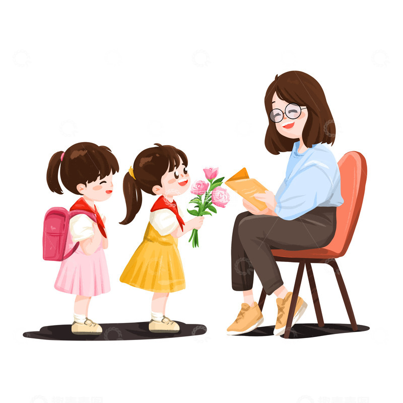源文件下载【趣麦麦图】教师节送花老师学生送礼物感恩
