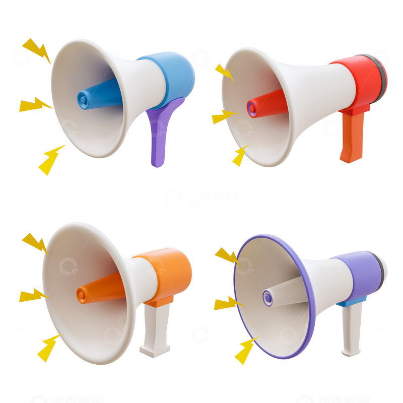 源文件下载【趣麦麦图】3D立体喇叭扬声器扩音器模型