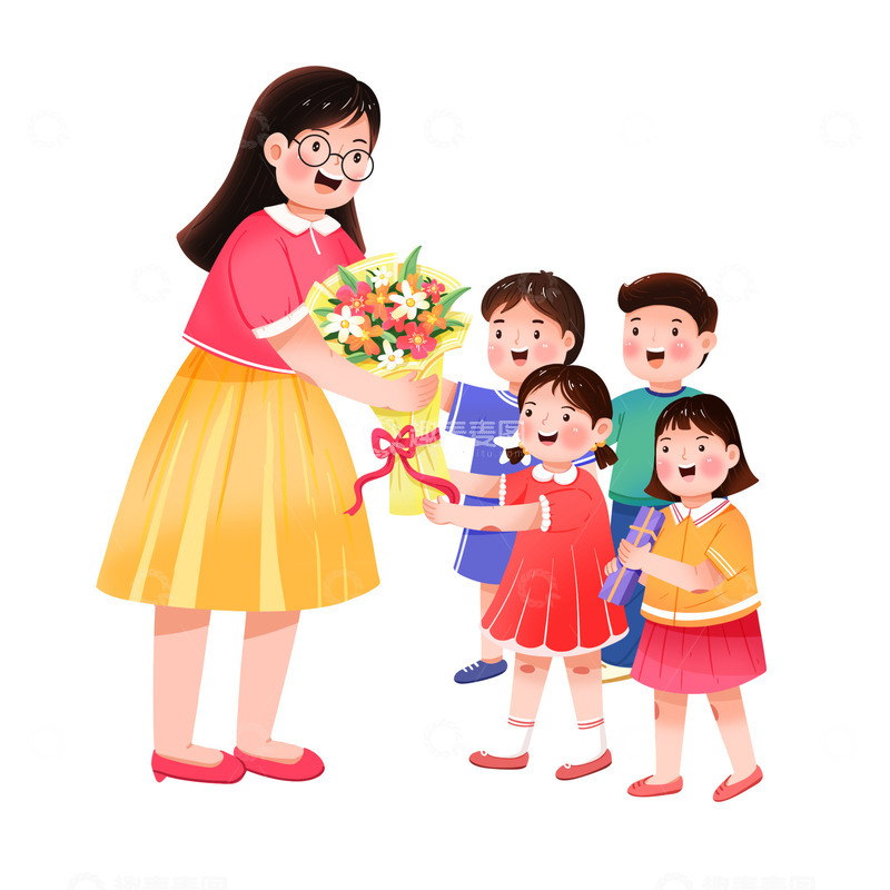 源文件下载【趣麦麦图】教师节鲜花元素