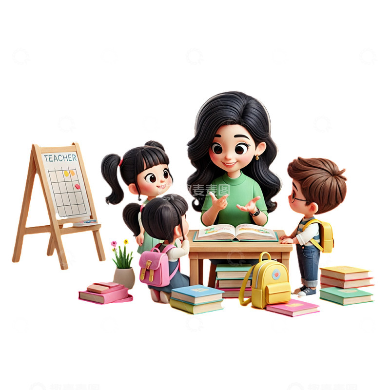 高清大图下载【趣麦麦图】给学生讲题的教师3D人物素材