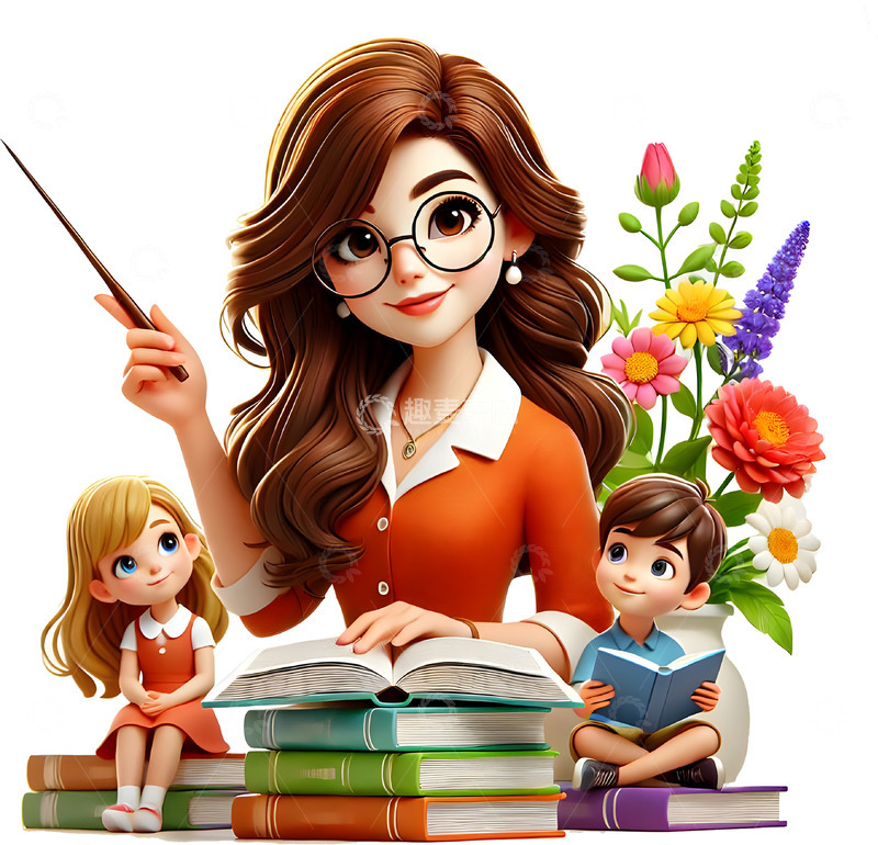 高清大图下载【趣麦麦图】教师节卡通3D人物素材