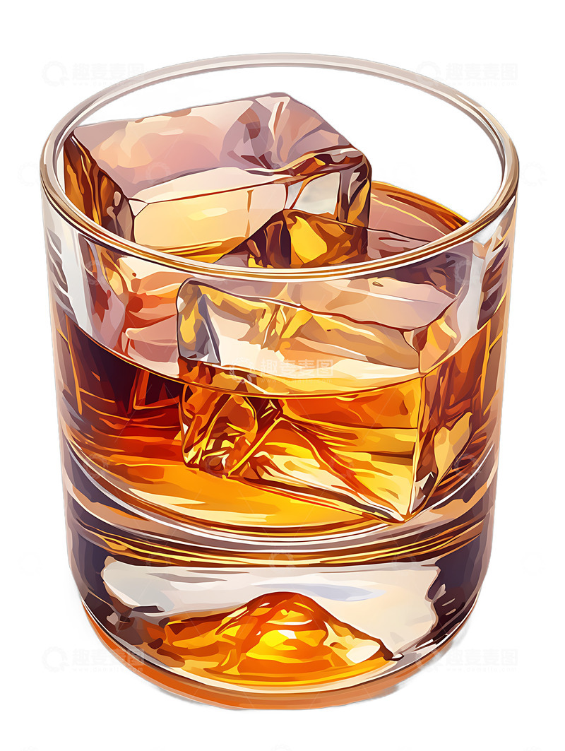 高清大图下载【趣麦麦图】一杯威士忌酒类卡通手绘