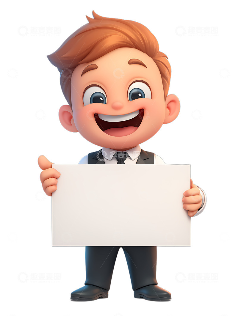高清大图下载【趣麦麦图】白领老板举着展示板