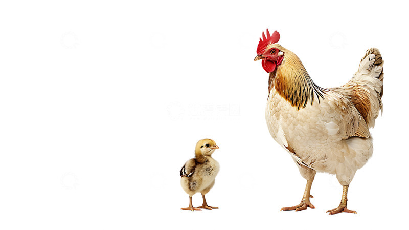 高清大图下载【趣麦麦图】小鸡与母鸡动物家禽