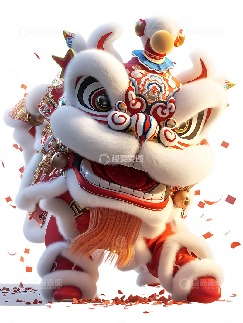 高清大图下载【趣麦麦图】-节日舞狮卡通3D