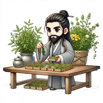 中医老中医药材卡通素材