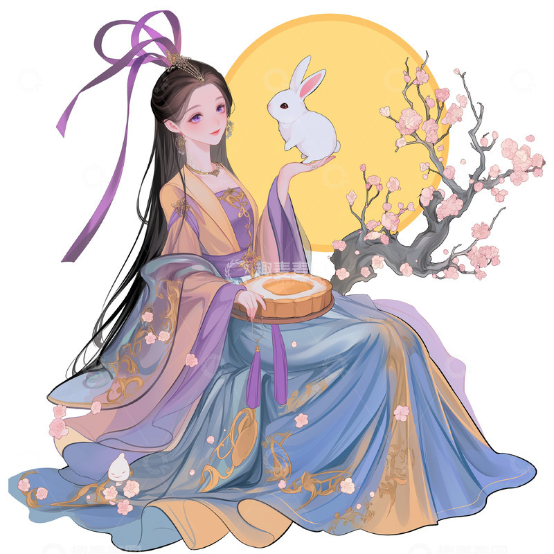 高清大图下载【趣麦麦图】圆月中秋节卡通人物素材