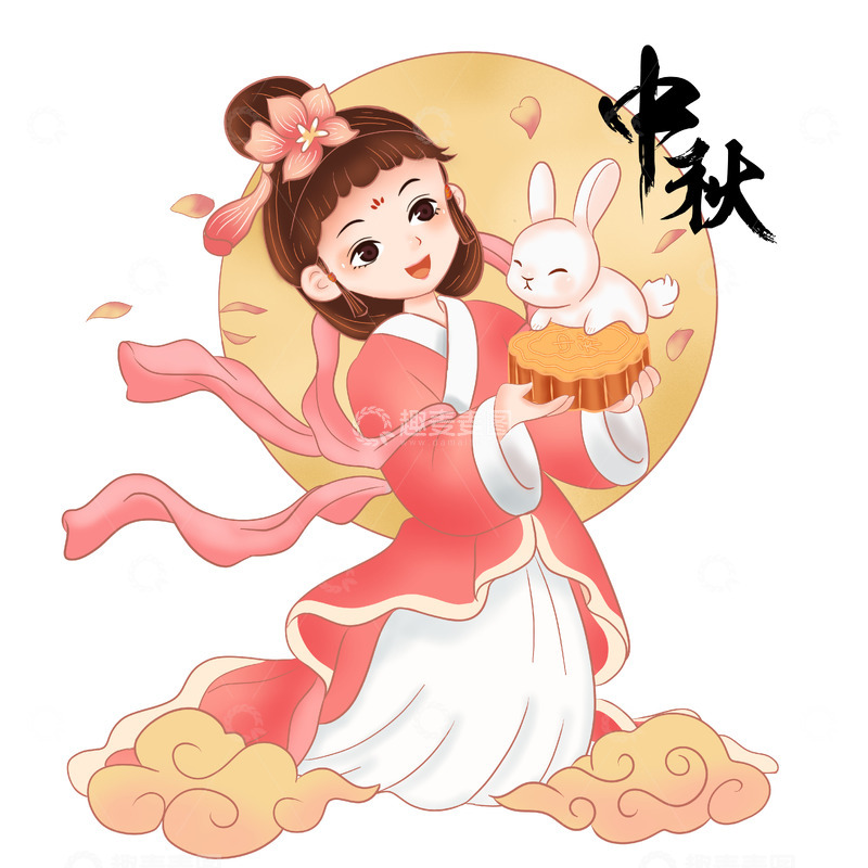 源文件下载【趣麦麦图】中秋节嫦娥插画1