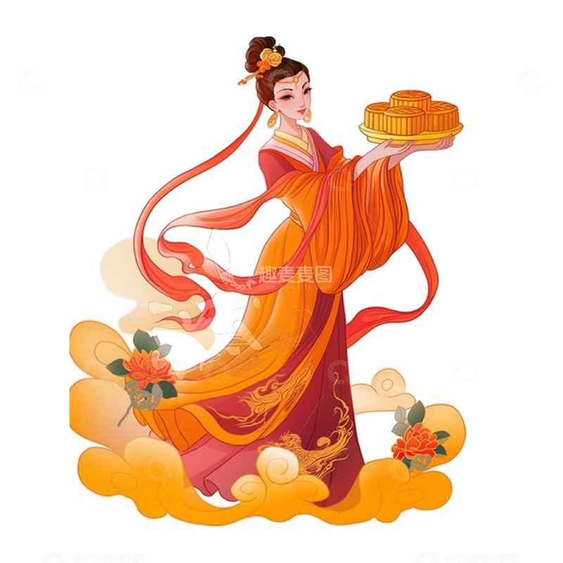 高清大图下载【趣麦麦图】中秋节代表人物嫦娥卡通素材
