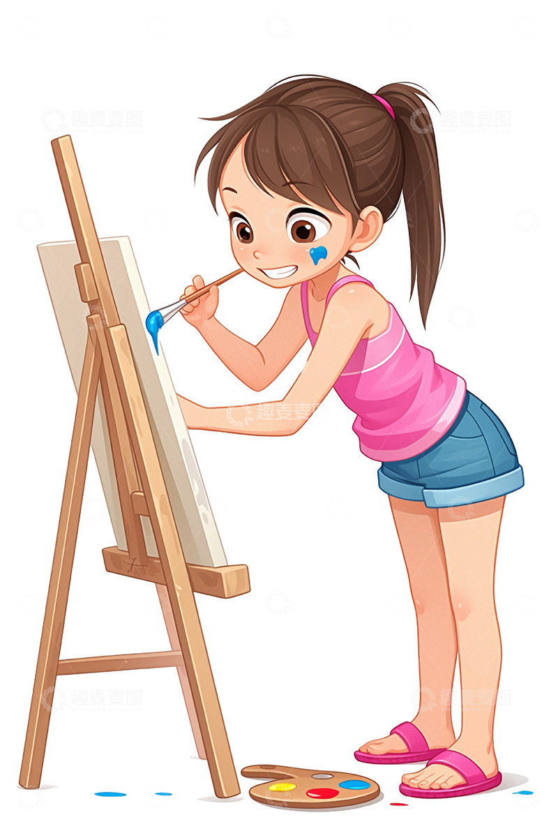 高清大图下载【趣麦麦图】暑假兴趣班美术小画家卡通人物