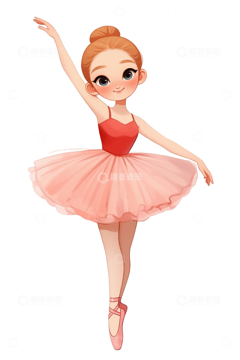高清大图下载【趣麦麦图】卡通人物女孩跳芭蕾舞