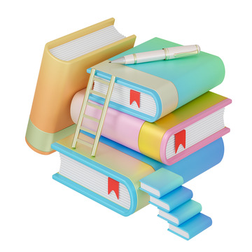 3D立体卡通书籍签字笔书本梯子文具