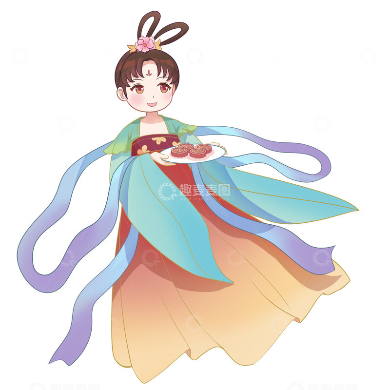 源文件下载【趣麦麦图】中秋嫦娥人物