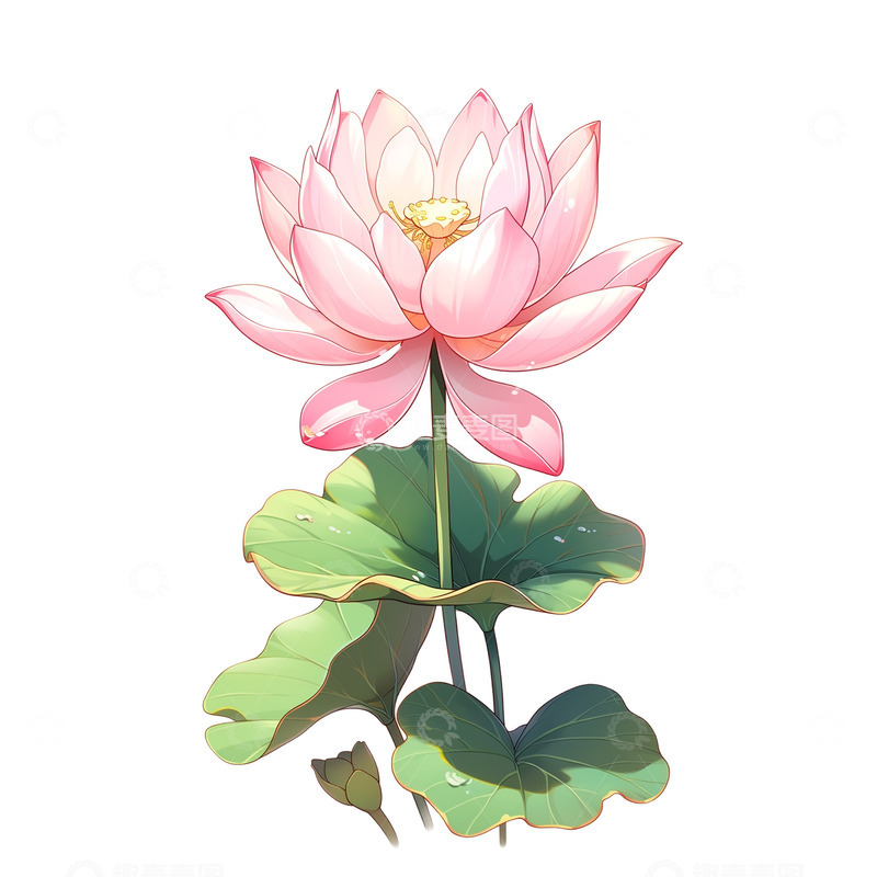 夏天荷花荷叶元素