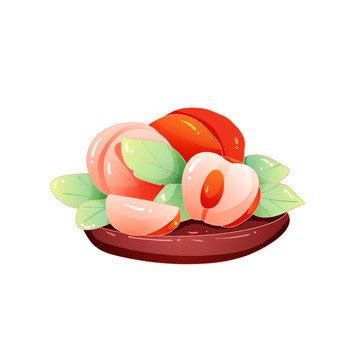 矢量手绘桃子水果元素