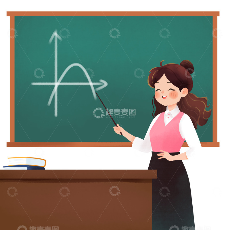 源文件下载【趣麦麦图】课堂上讲课的老师手绘插画
