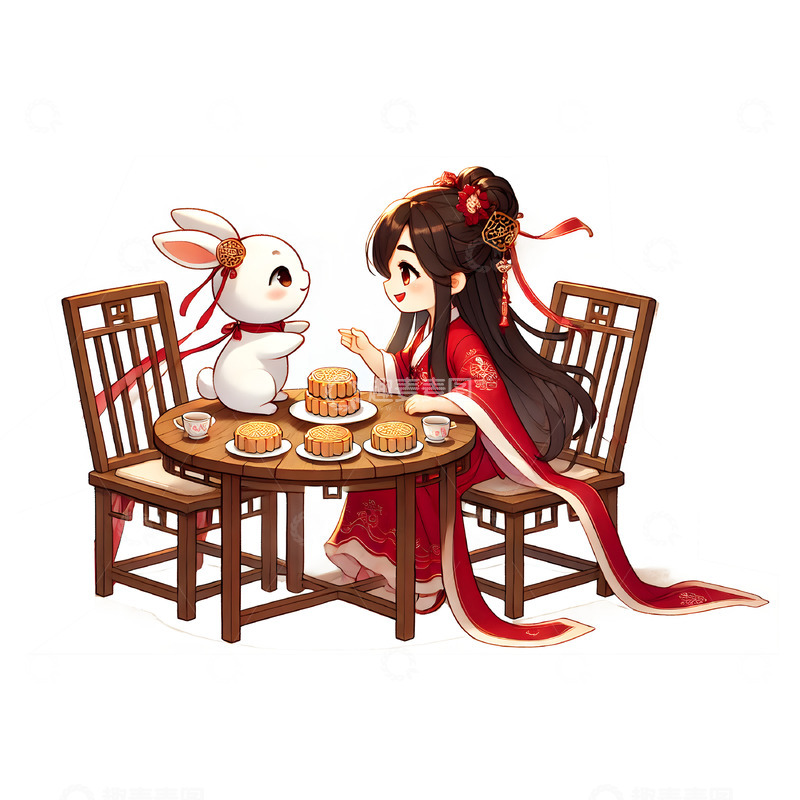高清大图下载【趣麦麦图】中秋节卡通嫦娥人物素材