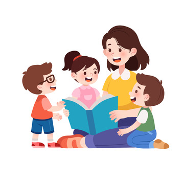 扁平风老师给学生讲故事小学课堂