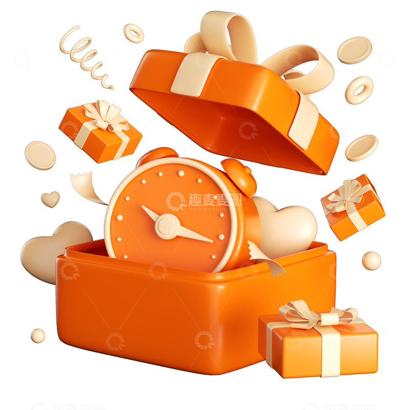 源文件下载【趣麦麦图】3d打开惊喜礼盒电商促销倒计时