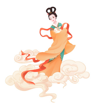 国潮嫦娥奔月手绘图