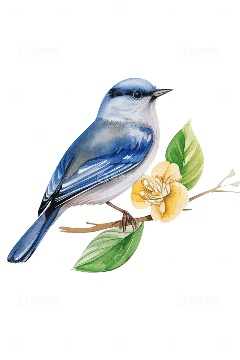 高清大图下载【趣麦麦图】蓝色美丽的小鸟