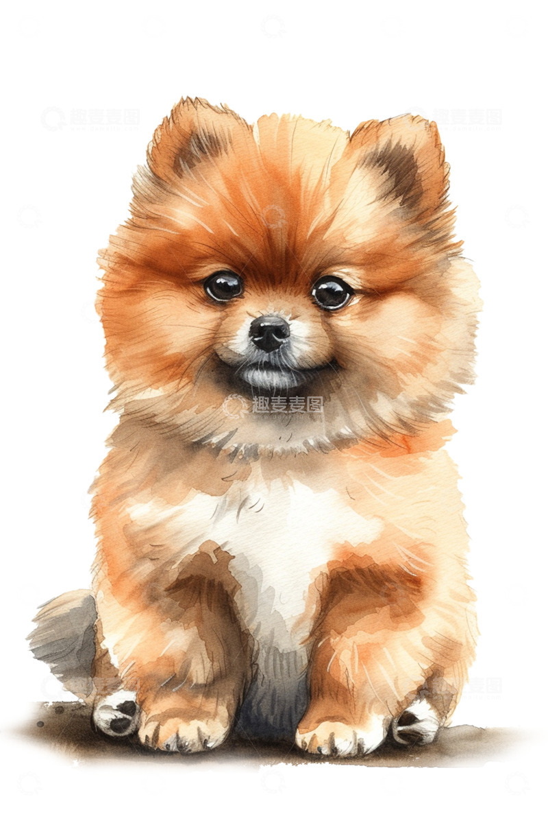 高清大图下载【趣麦麦图】水彩风格小狗
