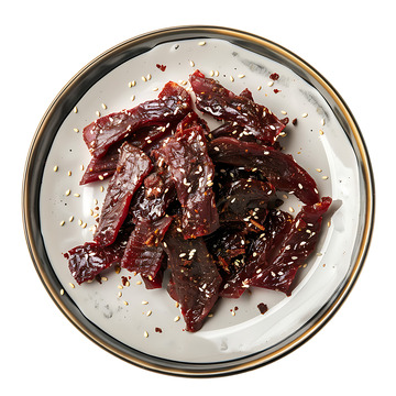 一盘食物麻辣牛肉干
