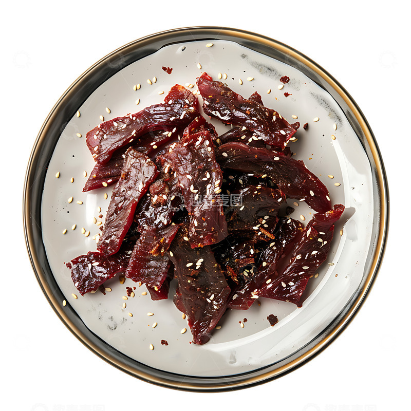 高清大图下载【趣麦麦图】一盘食物麻辣牛肉干