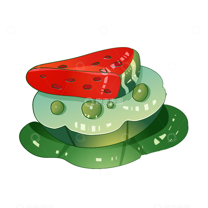 源文件下载【趣麦麦图】矢量手绘夏天西瓜莲蓬元素