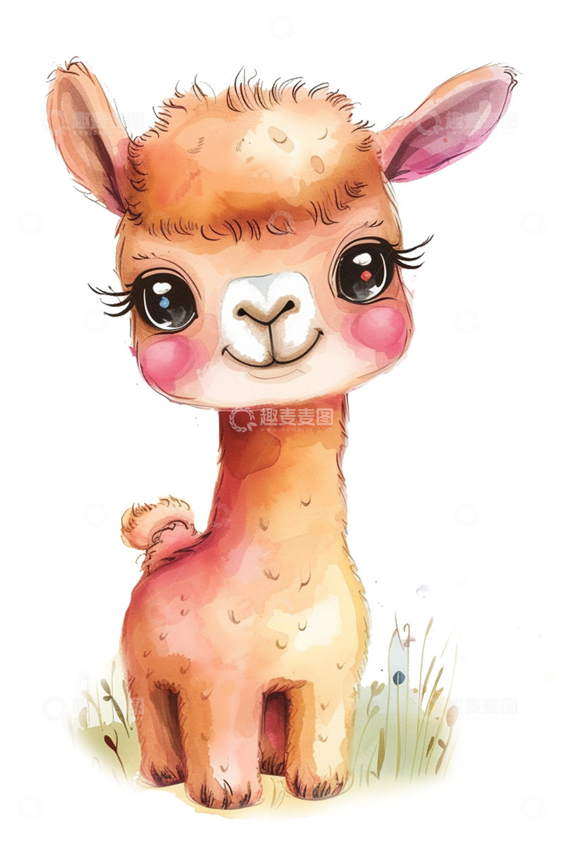 高清大图下载【趣麦麦图】超级可爱的卡通小羊驼