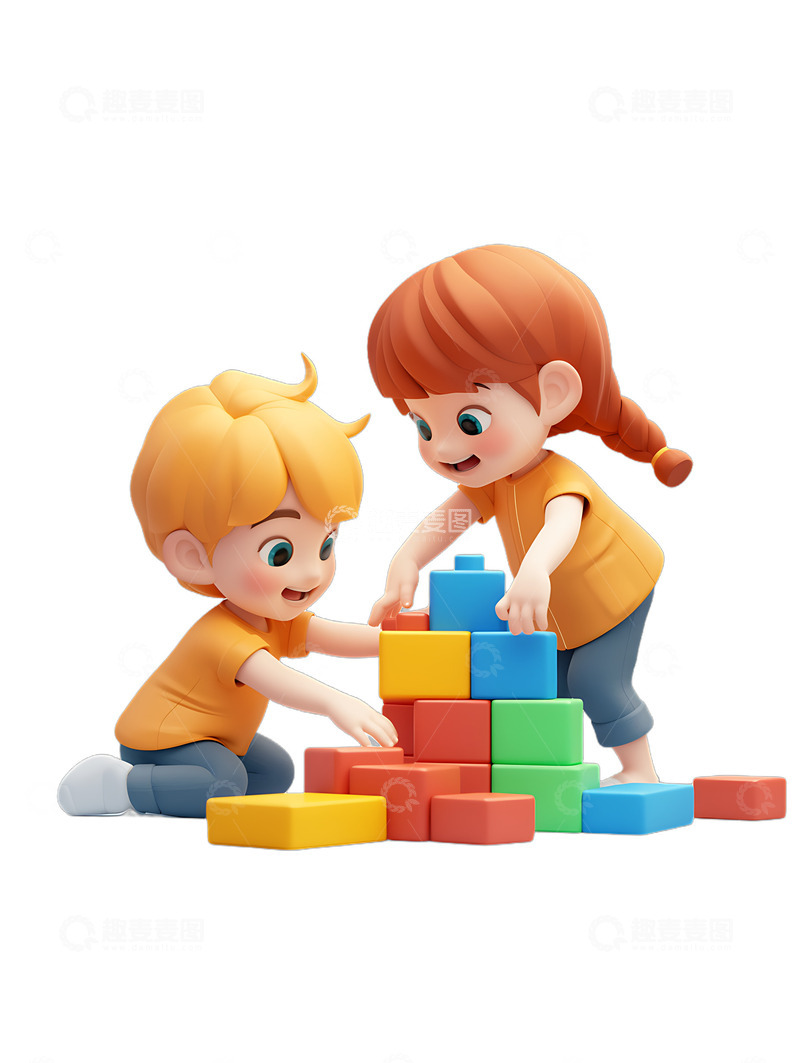 高清大图下载【趣麦麦图】小孩玩积木玩具男孩女孩