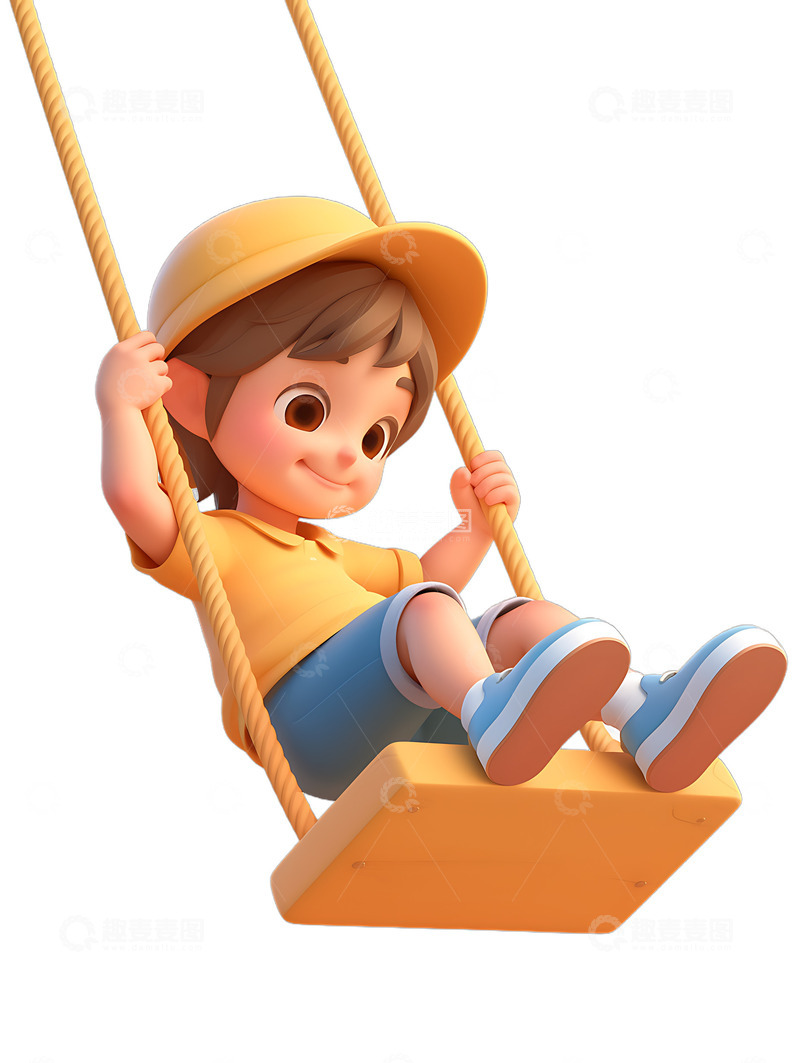 高清大图下载【趣麦麦图】荡秋千的小男孩