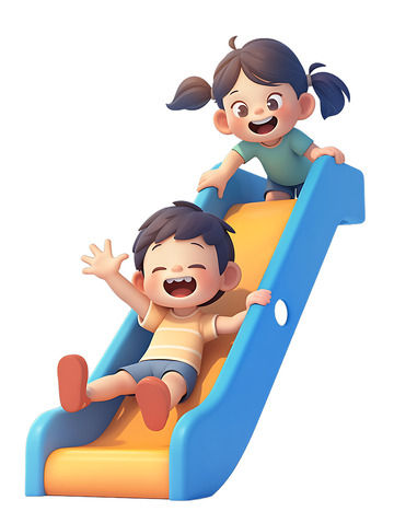 玩滑梯游戏玩耍小孩