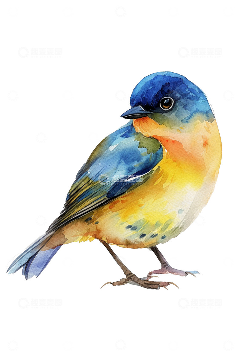 高清大图下载【趣麦麦图】水彩风格小鸟