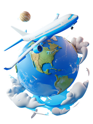 飞机地球飞行图标星球