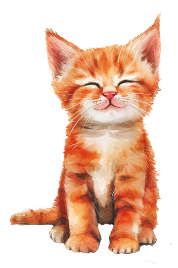 彩铅风格可爱的小猫