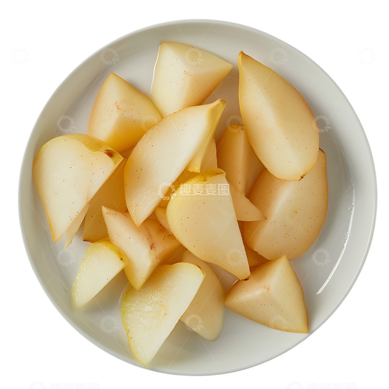 高清大图下载【趣麦麦图】-一盘切开的梨子果肉