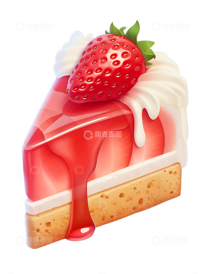 高清大图下载【趣麦麦图】草莓奶油蛋糕3D