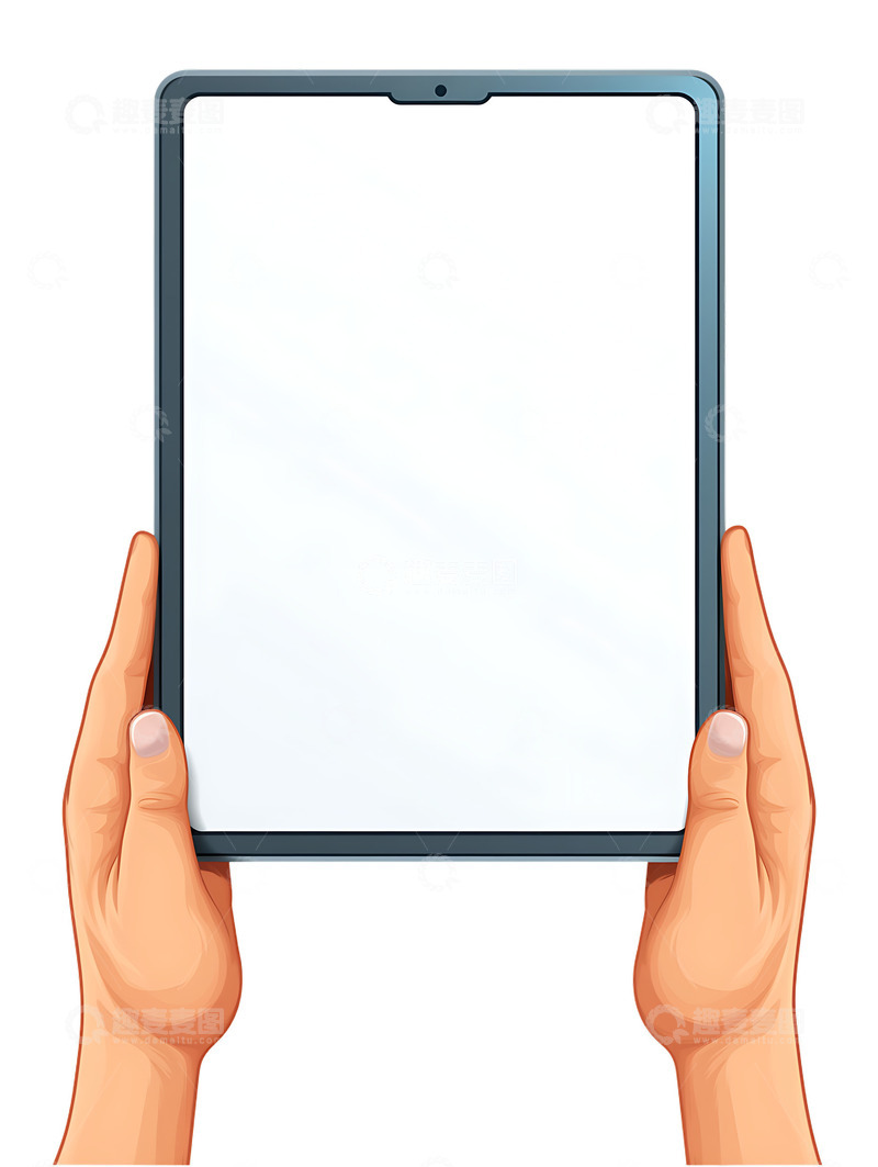 高清大图下载【趣麦麦图】手拿着平板手绘卡通
