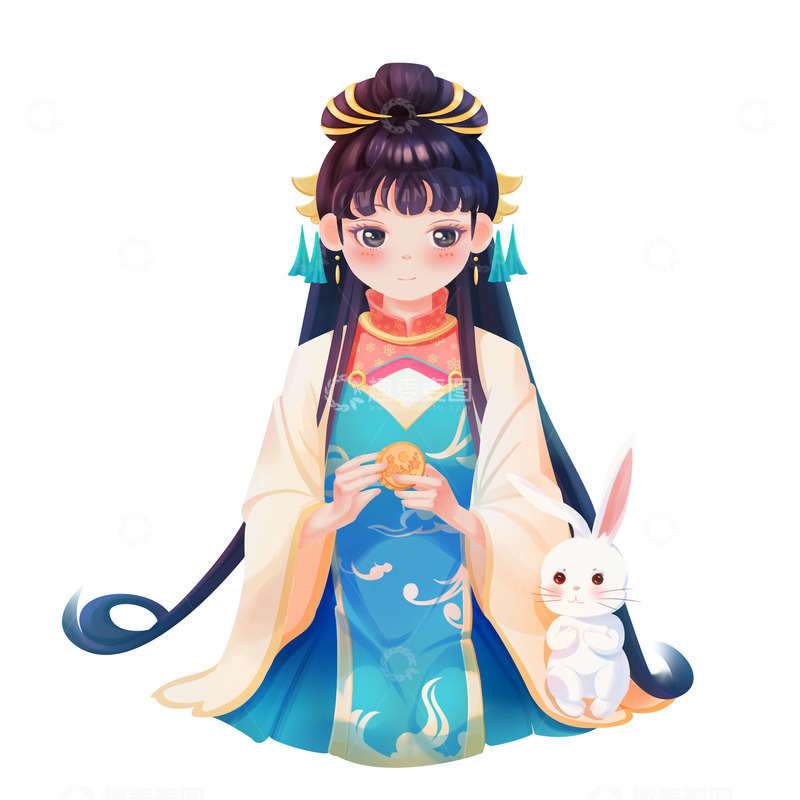 源文件下载【趣麦麦图】中秋嫦娥玉兔角色形象