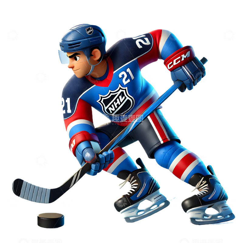 高清大图下载【趣麦麦图】曲棍球运动员3D人物素材