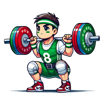 奥运会举重运动员卡通人物素材
